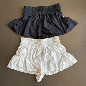 Free People Movement Get Your Flirt On Shorts, 2 Pairs, Black & White, Size XS